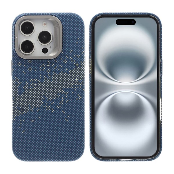 iPhone 16 Pro Skal med Magsafe och Utfällbart Stativ - Blå/Guld Blue