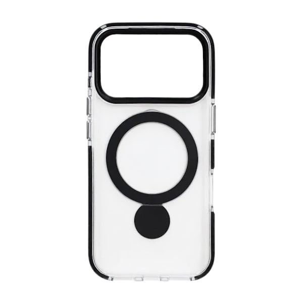 Cover Magsafe til iPhone 17 Pro Max - Transparent sort med ringstativ Black