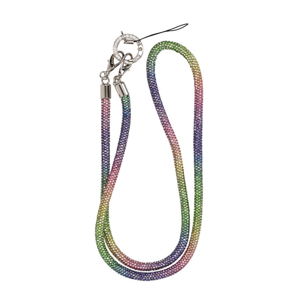 Mobilband Halsband 80cm - Regnbågsfärgad glitter