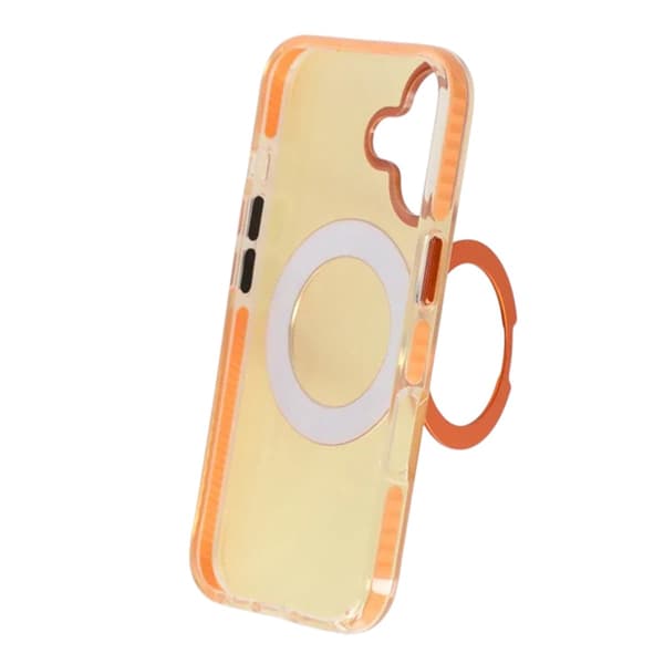 Stöttåligt skal med roterbart stativ för iPhone 17 - Orange oranssi