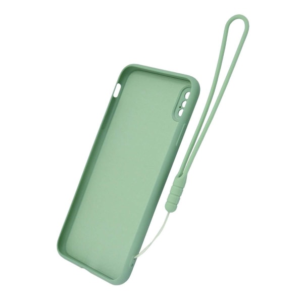 iPhone X/XS Silikonskal med Ringhållare och Handrem - Grön Grön