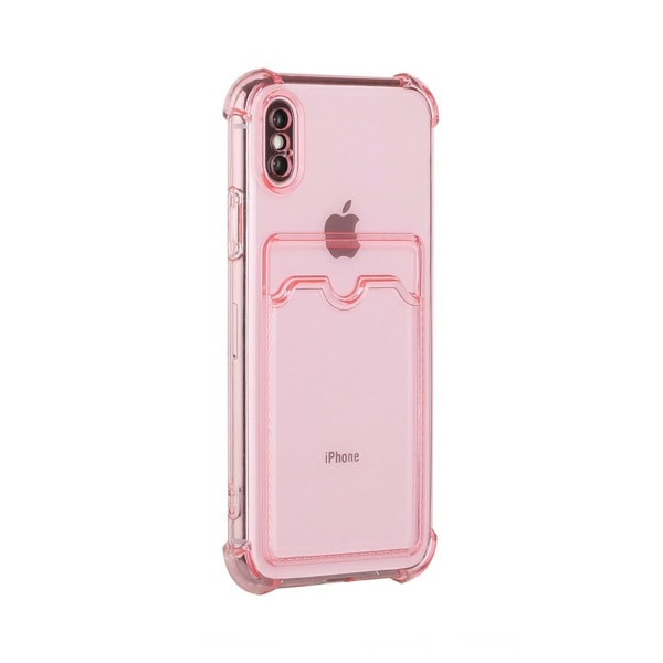 iPhone XS Max Stöttåligt Skal med Korthållare - Rosa Pink