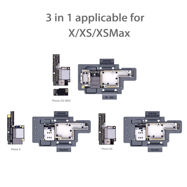 iSocket 3-i-1 Moderkort Fixtur - Apple iPhone X/XS/XS Max