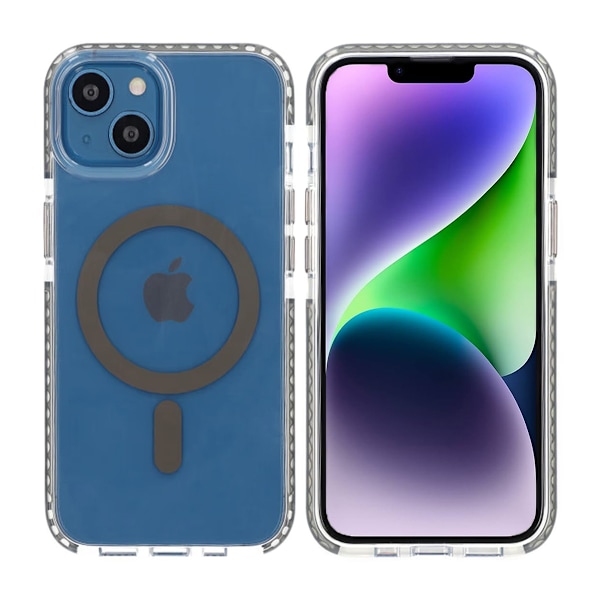 iPhone 13/14 Mobilskal Magnet Dubbelskydd - Grå grå