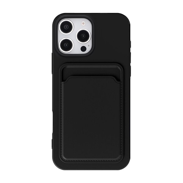 iPhone 16 Pro Max Mobilskal Silikon med Korthållare - Svart Svart
