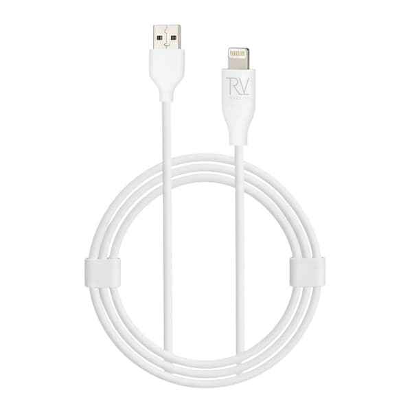 Rvelon iPhone-kabel USB A till Lightning MFi Silikon 2M Vit Vit