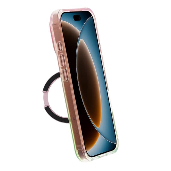Marmoreret cover til iPhone 17 Pro Max og 18 Pro Max med roterende stativ og Magsafe - Rosa pink