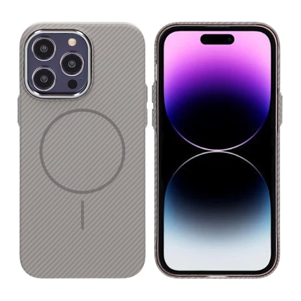 iPhone 14 Pro Mobilskal Carbonmönstrad - Grå Grey