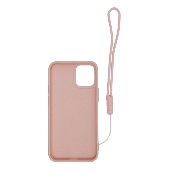 iPhone 12 Mini Silikonskal med Ringhållare och Handrem - Rosa Pink gold