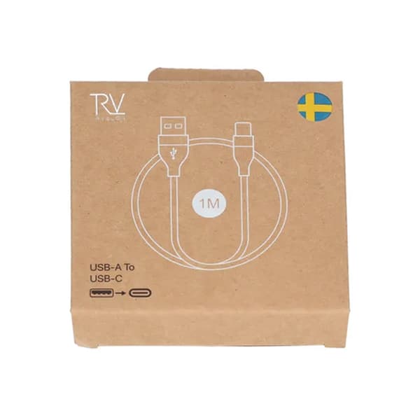 Rvelon Laddkabel USB A till USB C Silikon 60W - 1M Vit vit