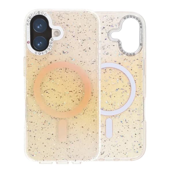 Glitter Skal MagSafe och Diamanter för iPhone 17 - Guld
