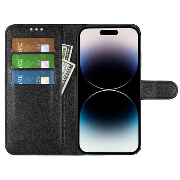 iPhone 15 Pro Max Plånboksfodral med stativ - Svart Svart