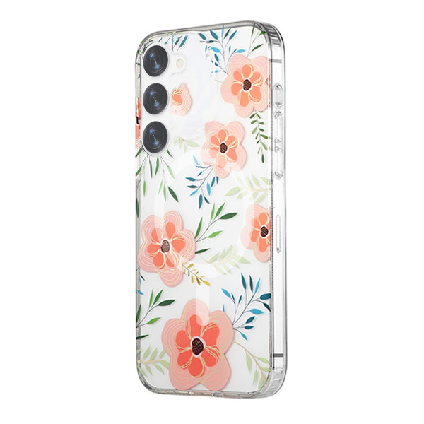 Samsung Galaxy S23 Mobilskal Magnet - Blommor Rosa multifärg