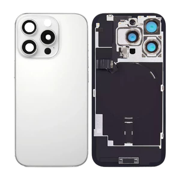 iPhone 16 Pro Baksida Glas med smådelar - Vit Titan White