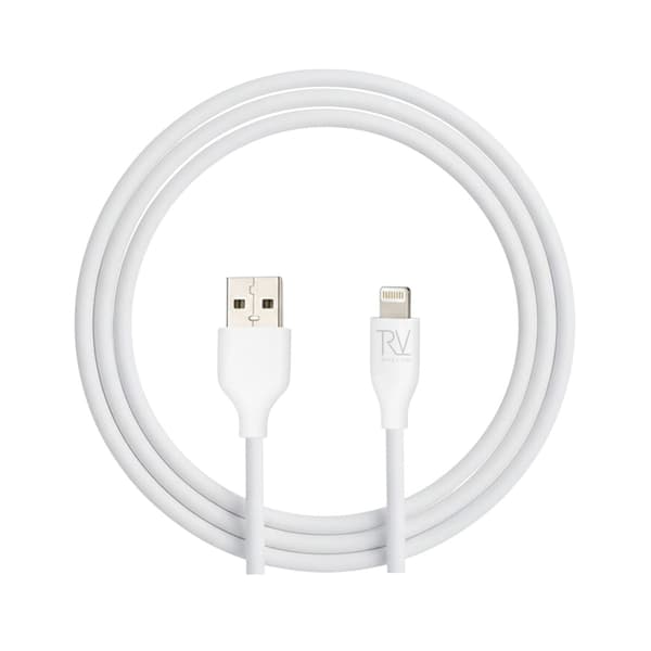 Rvelon iPhone-kabel USB A till Lightning MFi Silikon 2M Vit Vit