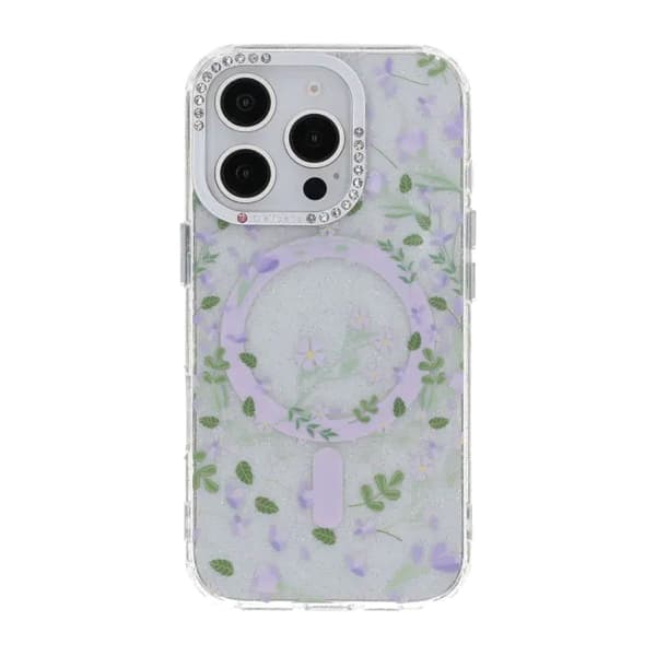 Blommigt Skal med Magsafe för iPhone 16 Pro Max - Lavender lila