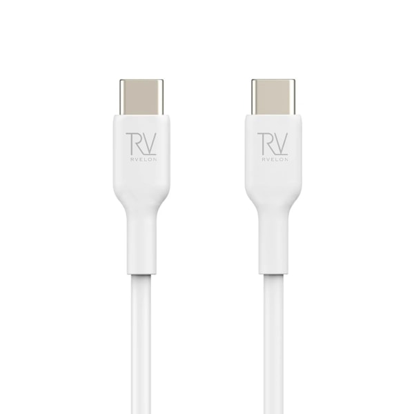 Rvelon USB-C Laddkabel 60W Snabbladdning 2m - Vit Silver