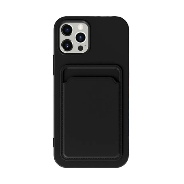 iPhone 13 Pro Silikonskal med Korthållare - Svart Black
