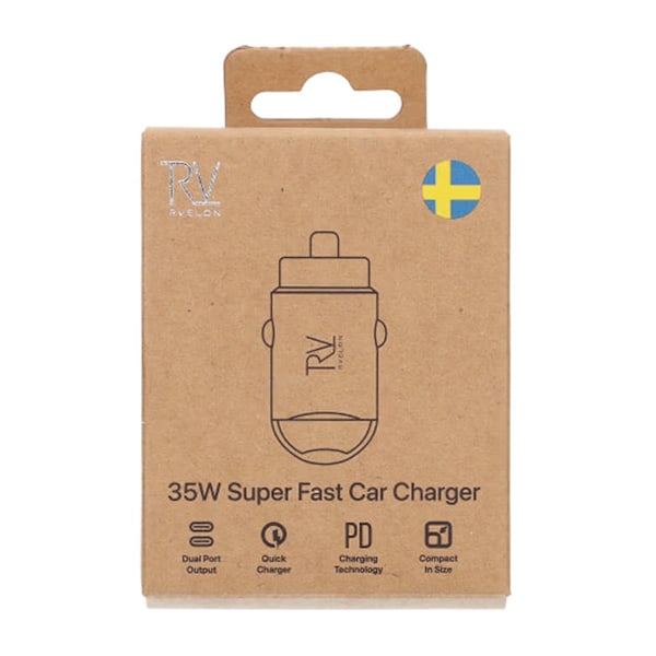Rvelon 35W Dubbel USB C PD3.0 Billaddare
