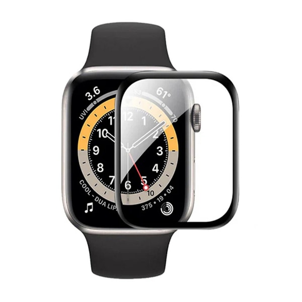 Skärmskydd för Apple Watch Series 9 Aluminium 41mm - 3D Härdat Glas Svart med Förpackning Svart