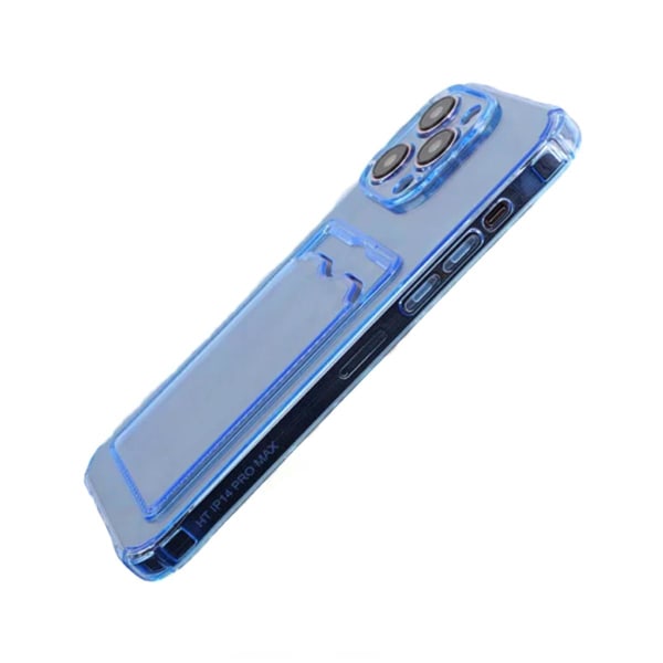 iPhone 14 Pro Max Stöttåligt Skal med Korthållare - Blå Blue