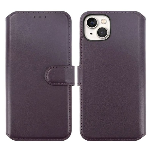 iPhone 15 Plus Plånboksfodral Läder Rvelon - Lila Bordeaux