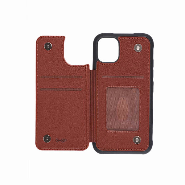 iPhone 11 Pro Max Stöttåligt Skal med Kortfack  - Brun Brown