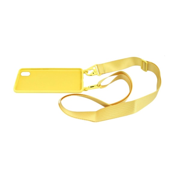 iPhone XS Max Silikonskal med Rem/Halsband - Gul Yellow