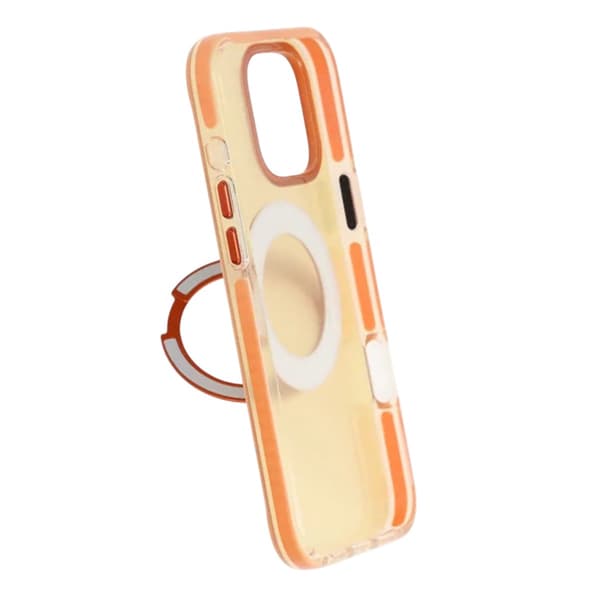 Stöttåligt skal med roterbart stativ för iPhone 16 Pro Max - Orange oranssi