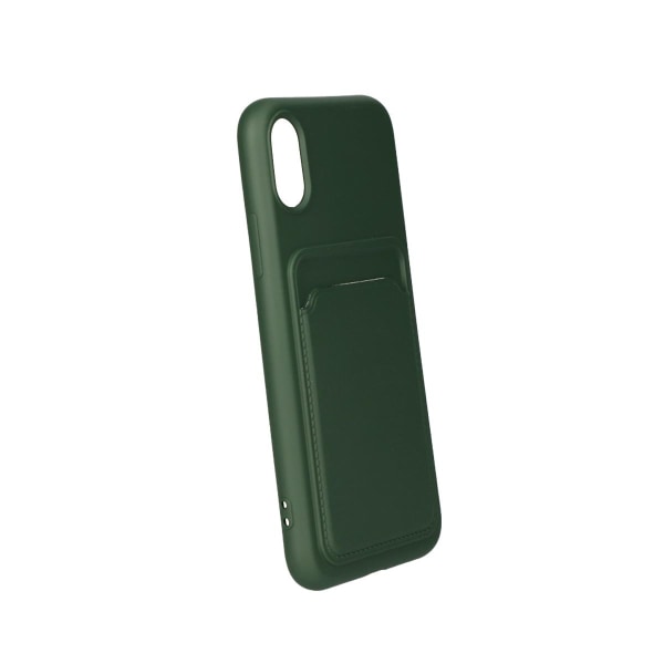 iPhone X/XS Silikonskal med Korthållare - Militärgrön Mörkgrön