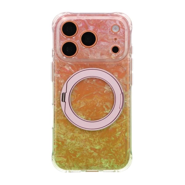 Marmoreret cover til iPhone 17 Pro Max og 18 Pro Max med roterende stativ og Magsafe - Rosa pink