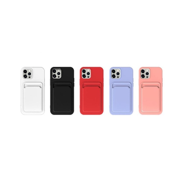 iPhone 13 Silikonskal med Korthållare - Rosa Pink