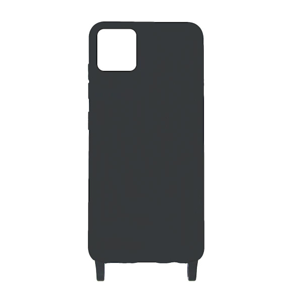 iPhone 11 Pro Max Silikonskal med Rem/Halsband - Svart Black