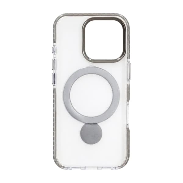 Cover Magsafe til iPhone 16 Pro - Transparent grå med ringstativ Grey