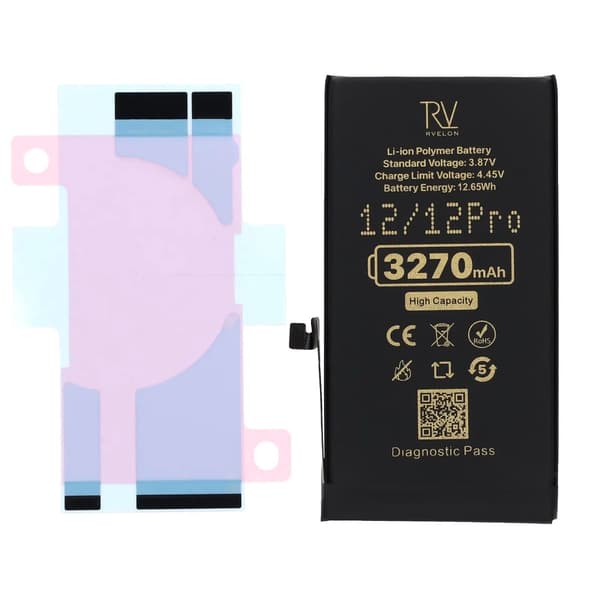 Rvelon Batteri för iPhone 12, iPhone 12 Pro - 3270 mAh Högkapacitet