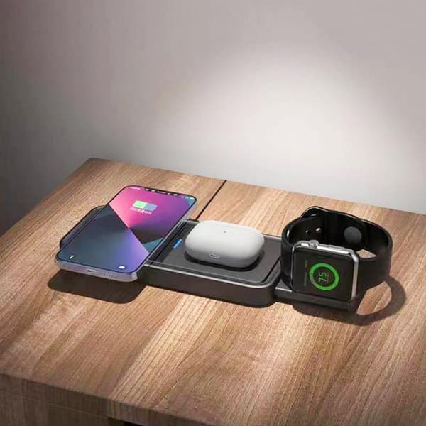 Smart 3-i-1 Trådlös laddare - Svart Black