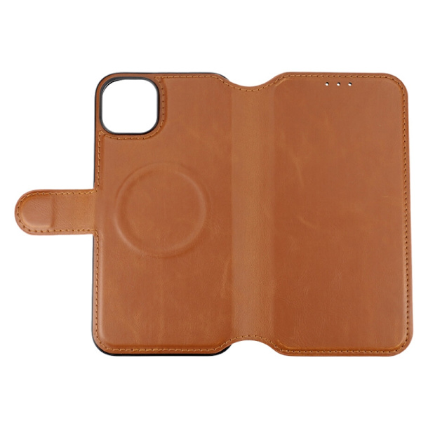 iPhone 15 Plus Plånboksfodral med Magsafe Rvelon - Brun Brown