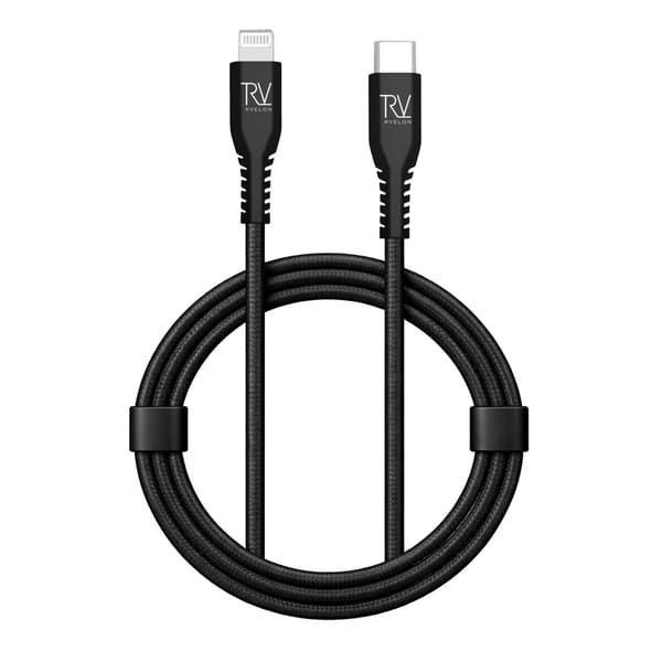 Rvelon USB-C till Lightning Kabel Flätad 1m Black