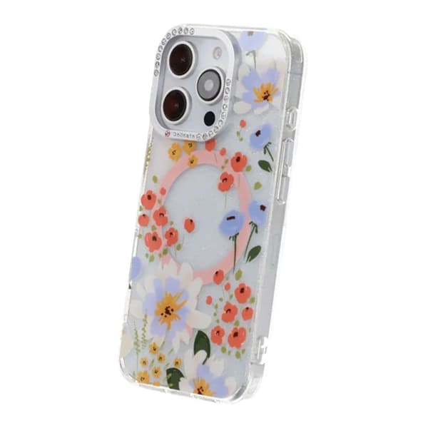 Blomstret Cover med Magsafe til iPhone 16 Pro - Orange orange