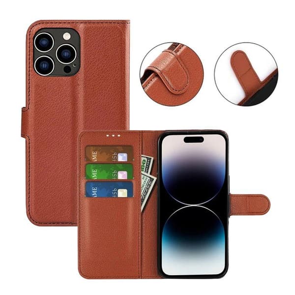 iPhone 15 Pro Max Plånboksfodral med stativ - Brun Brun