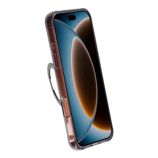 Kimalteleva MagSafe-kuori iPhone 17 Pro Maxille ja 18 Pro Maxille pyörivällä jalustalla - Musta musta