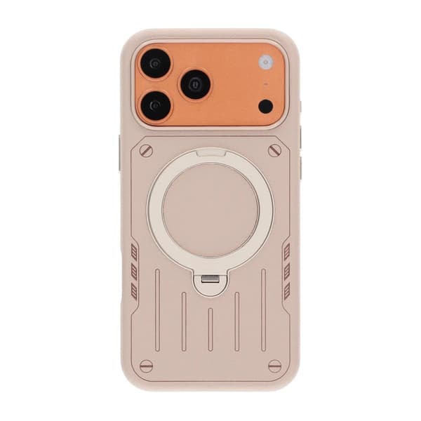 Mobilskal Mecha-stil med Roterbart Stativ till iPhone 17 Pro och 18 Pro - Off-White