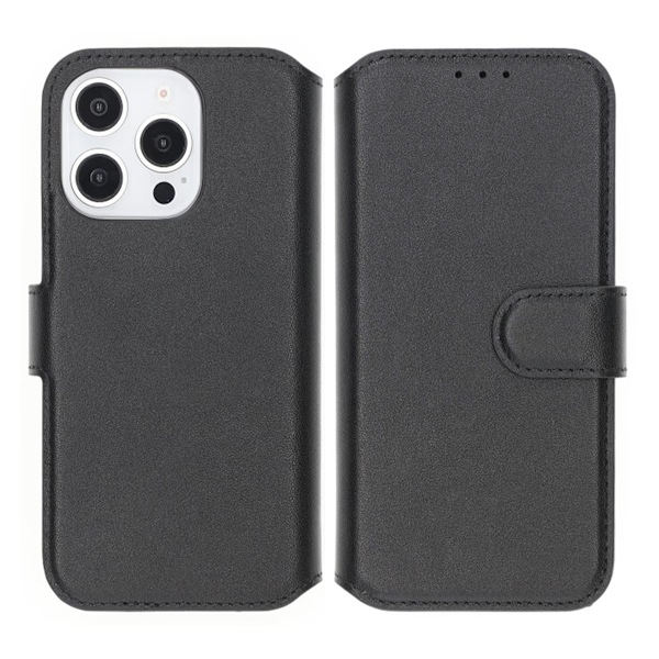 iPhone 16 Pro Max Plånboksfodral Äkta Läder Rvelon - Svart Svart