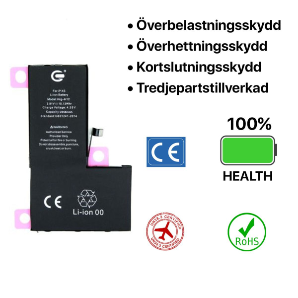 iPhone XS Batteri Hög Kvalité svart