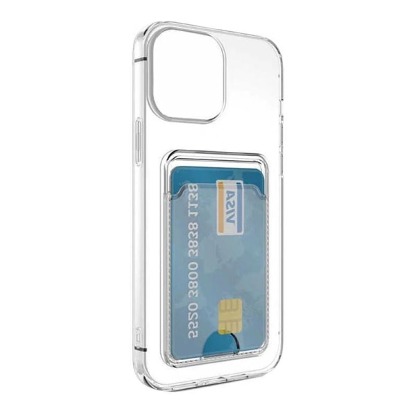 iPhone 15 Pro Stöttåligt Skal med Korthållare - Transparent Transparent