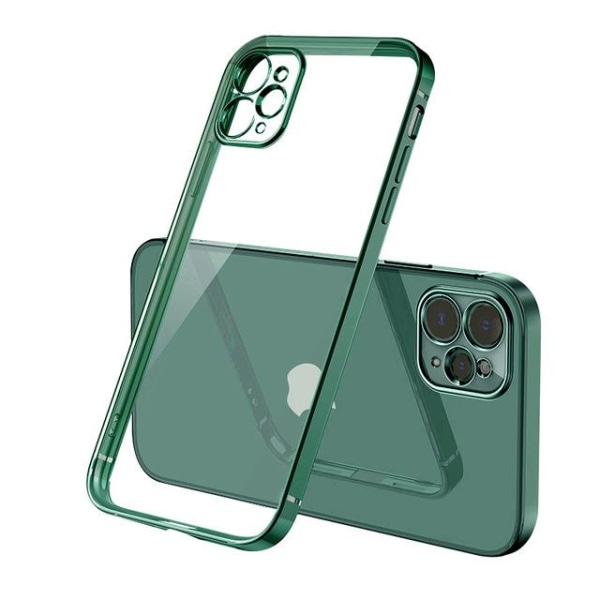 iPhone 12 Mobilskal med Kameraskydd - Mörkgrön/transparent Green