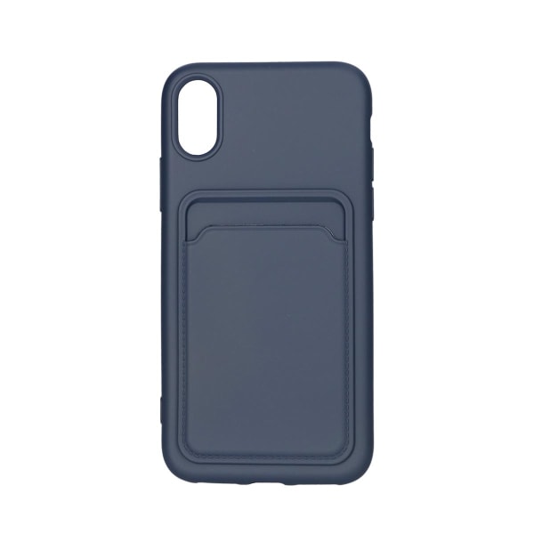 iPhone X/XS Silikonskal med Korthållare - Blå Blue