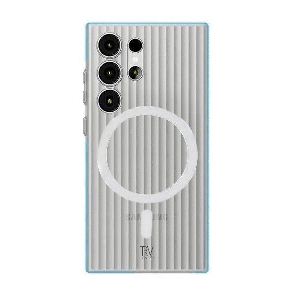 Samsung Galaxy S24 Ultra Mobilskal Korrugerad med Magnet Rvelon - Blå Blå