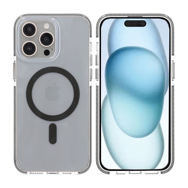 iPhone 15 Pro Mobilskal Magnet Dubbelskydd - Grå grå