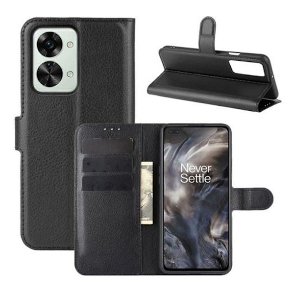 OnePlus Nord 2T Plånboksfodral med Stativ - Svart Svart